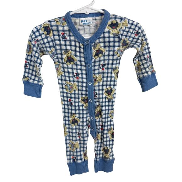 Vintage Baby OshKosh B’Gosh Waffle Knit Bodysuit Bears Trains Blue - 3-6 Mos 6 - Picture 1 of 7